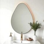 Modern Water Drop LED Mirror-Unique Wall Decor for Bathroom or Bedroom-Asymmetrical Design Mirror with LED Light for Contemporary Home Decor