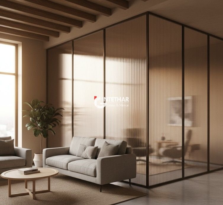 Bronze Fluted Tinted Glass