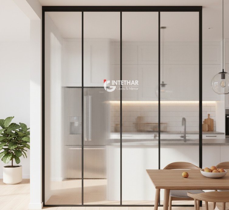 Crystal Clear Fluted Shower Glass Dubai