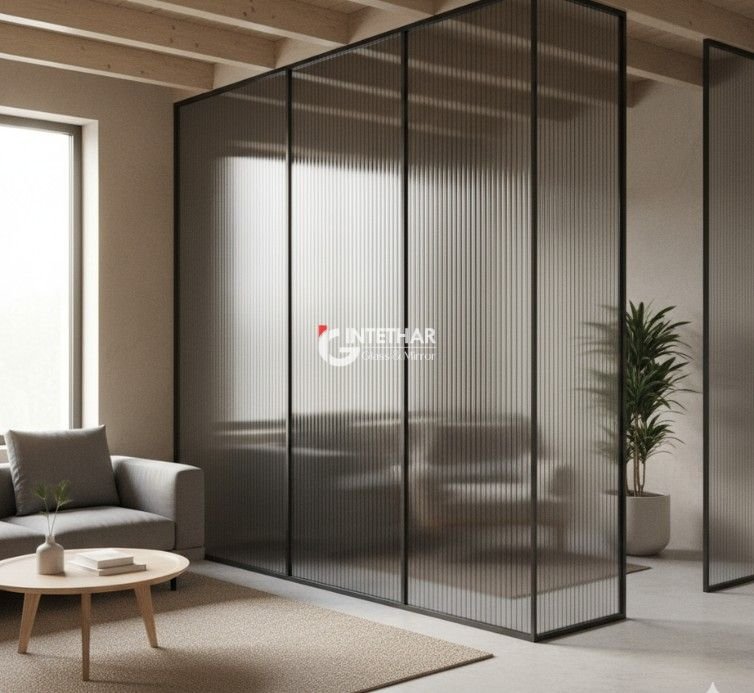 Grey Fluted Office Partition