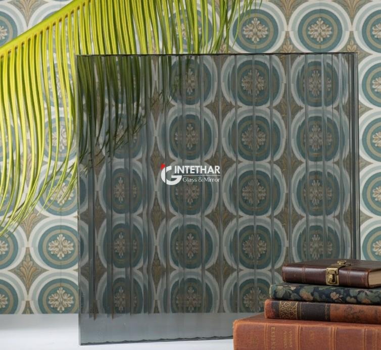 Grey Fluted Tinted Tempered Glass